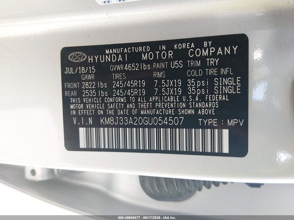 2016 HYUNDAI TUCSON LIMITED