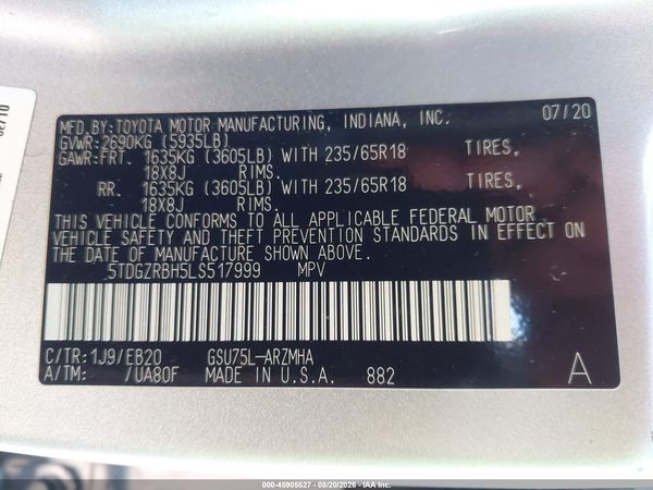 2020 TOYOTA HIGHLANDER XLE