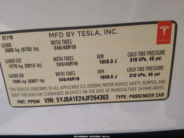 2018 TESLA MODEL S