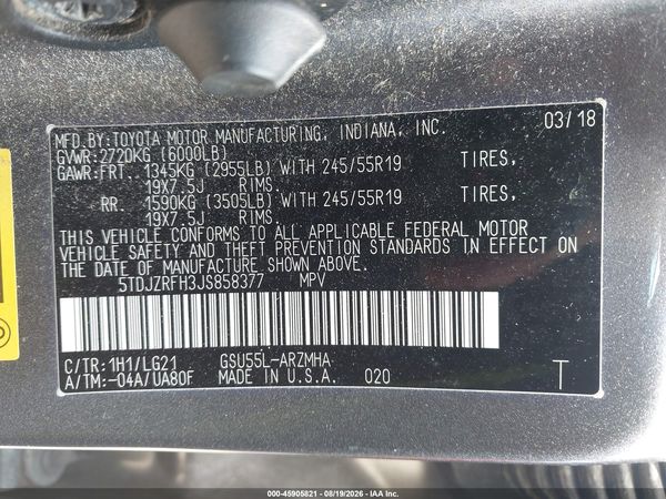 2018 TOYOTA HIGHLANDER SE