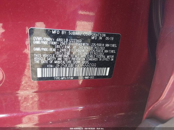 2019 SUBARU FORESTER TOURING — I9