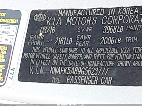 2016 KIA FORTE LX