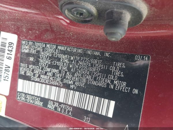 2014 TOYOTA SIENNA LE V6 8 PASSENGER — I9