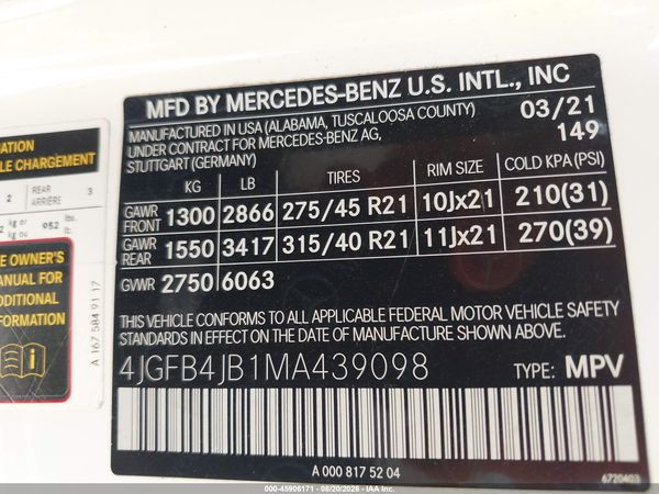 2021 MERCEDES-BENZ GLE 350 GLE350 — I9