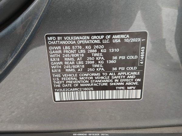 2024 VOLKSWAGEN ATLAS CROSS SPORT 2.0T SE — I9