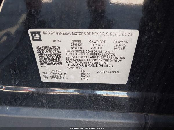 2020 CHEVROLET EQUINOX AWD LT 2.0L TURBO — I9