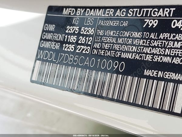2012 MERCEDES-BENZ CLS 550 CLS550