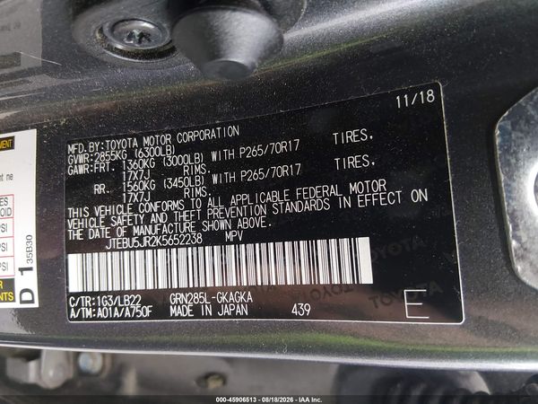 2019 TOYOTA 4RUNNER SR5 PREMIUM