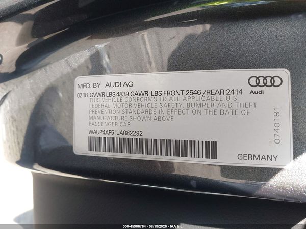 2018 AUDI S5 3.0T PREMIUM PLUS