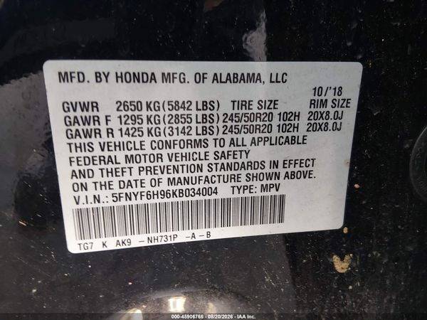 2019 HONDA PILOT TOURING