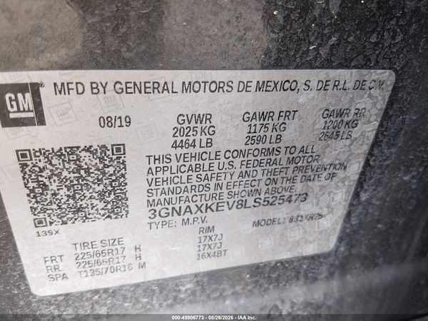 2020 CHEVROLET EQUINOX FWD LT 1.5L TURBO — I9