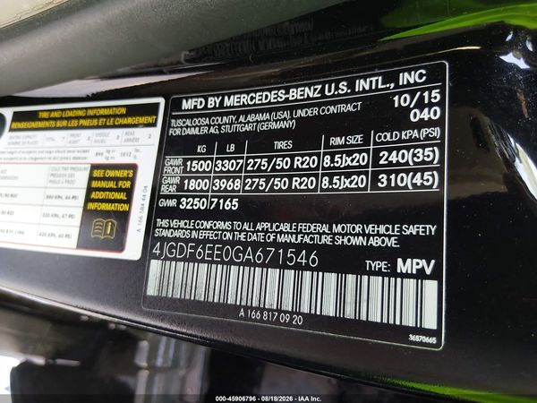 2016 MERCEDES-BENZ GL 450 4MATIC