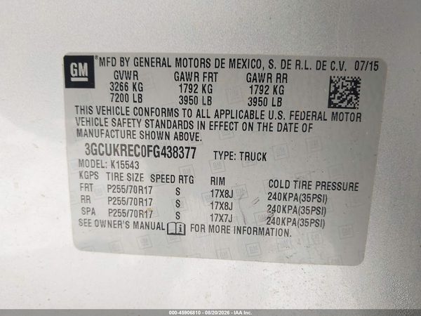 2015 CHEVROLET SILVERADO 1500 LT — I9