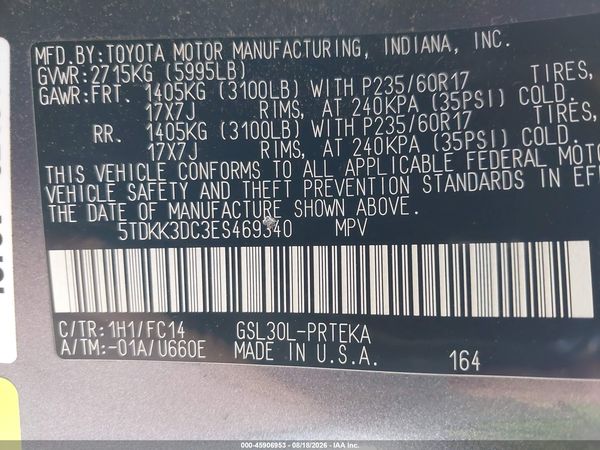2014 TOYOTA SIENNA LE V6 8 PASSENGER — I9