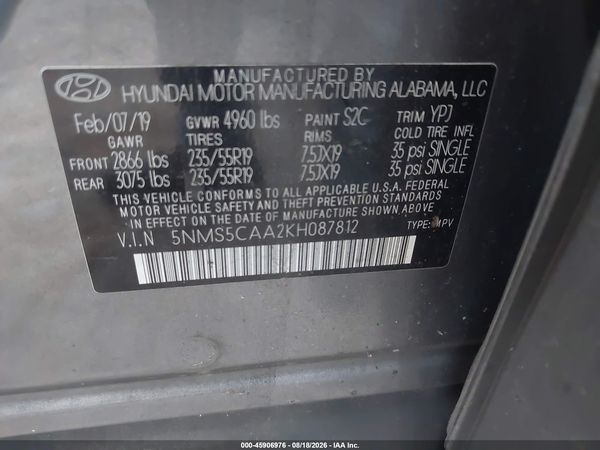 2019 HYUNDAI SANTA FE ULTIMATE 2.0T