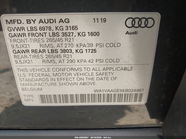 2019 AUDI E-TRON PREMIUM PLUS