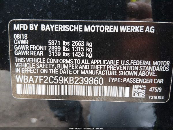 2019 BMW 750I XDRIVE