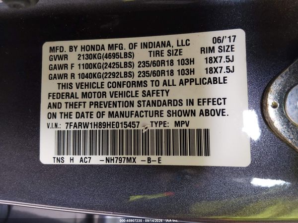 2017 HONDA CR-V EX-L/EX-L NAVI — I9