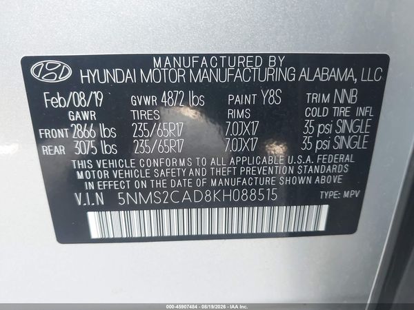 2019 HYUNDAI SANTA FE SE