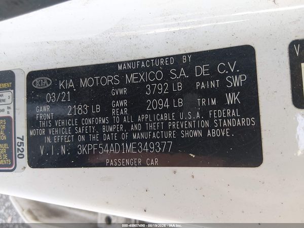 2021 KIA FORTE EX