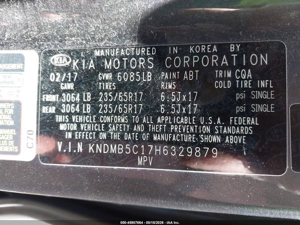 2017 KIA SEDONA LX