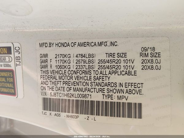 2019 ACURA RDX A-SPEC PACKAGE — I9
