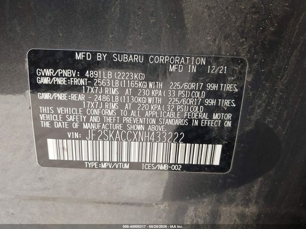 2022 SUBARU FORESTER Base Plus — I9