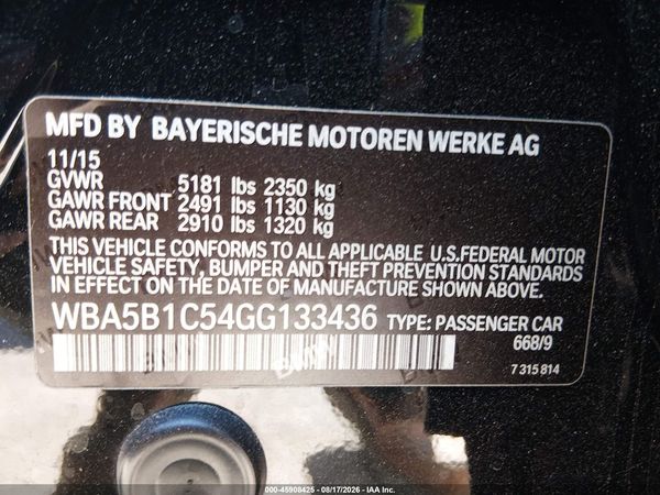 2016 BMW 535I