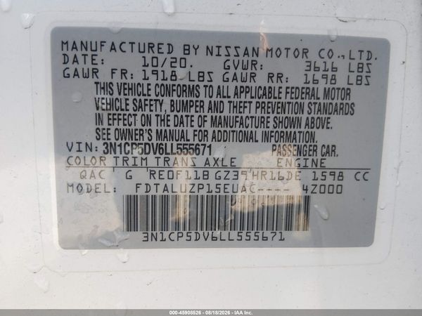2020 NISSAN KICKS SR XTRONIC CVT — I9