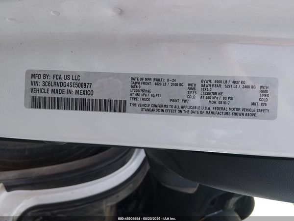 2025 RAM PROMASTER 2500 — I9