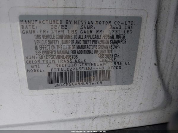 2022 NISSAN KICKS SV XTRONIC CVT