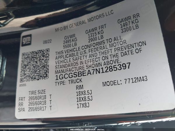 2022 CHEVROLET COLORADO 2WD  SHORT BOX WT — I9