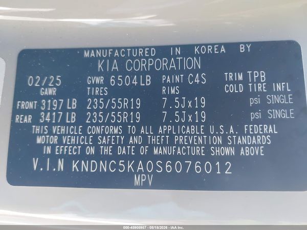 2025 KIA CARNIVAL MPV HYBRID EX — I9