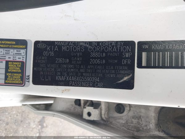 2016 KIA FORTE LX