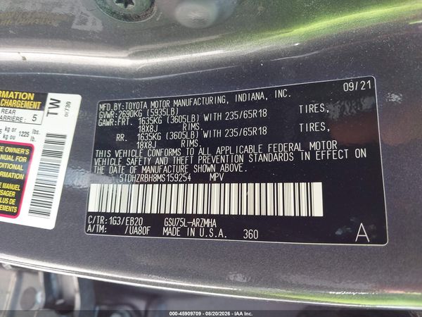 2021 TOYOTA HIGHLANDER XLE