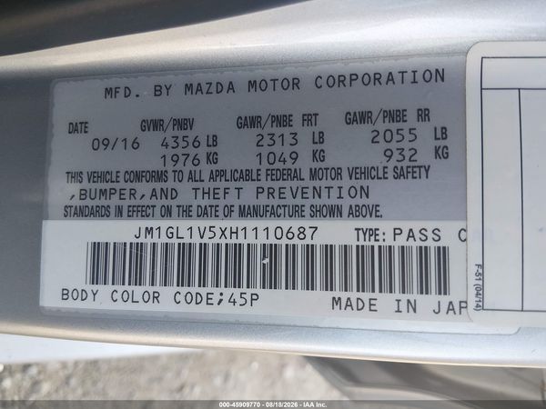 2017 MAZDA MAZDA6 TOURING