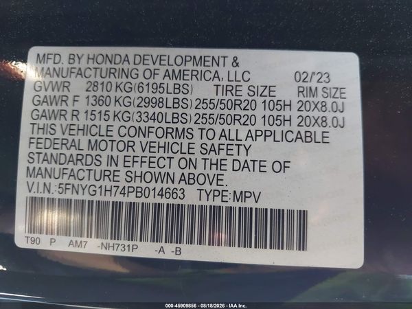 2023 HONDA PILOT AWD TOURING