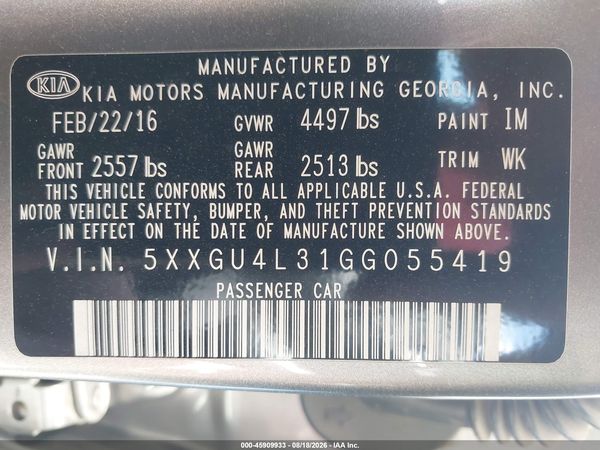 2016 KIA OPTIMA EX