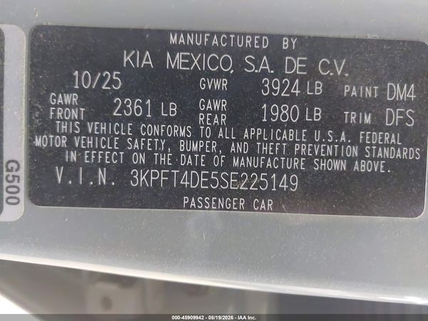 2025 KIA K4 LXS