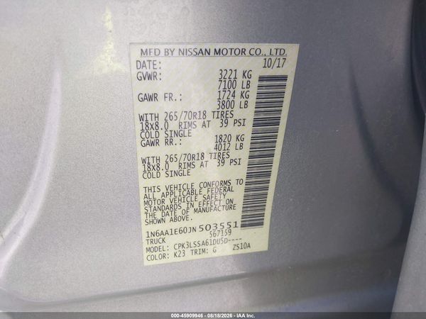 2018 NISSAN TITAN SV