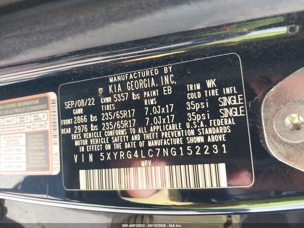2022 KIA SORENTO LX