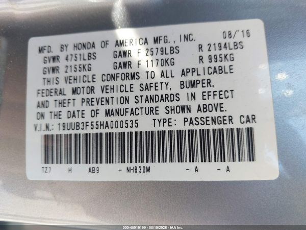 2017 ACURA TLX TECHNOLOGY PACKAGE