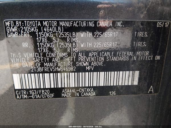 2017 TOYOTA RAV4 LE