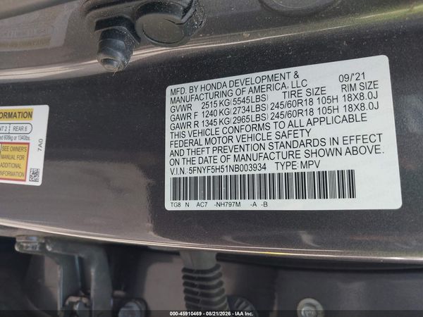 2022 HONDA PILOT 2WD EX-L
