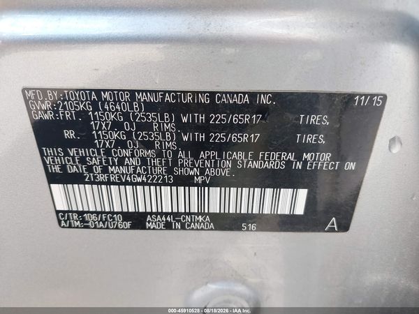 2016 TOYOTA RAV4 XLE