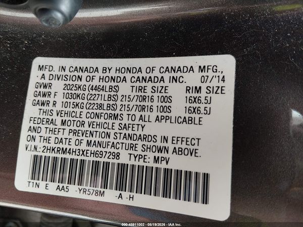 2014 HONDA CR-V LX — I9