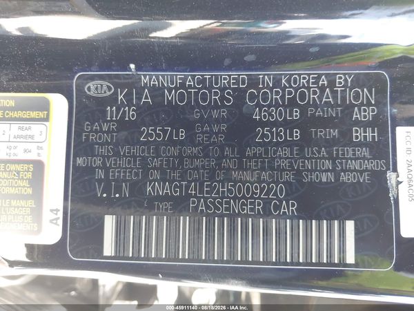 2017 KIA OPTIMA HYBRID Hybrid Base