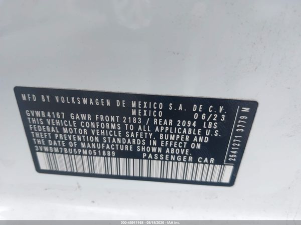 2023 VOLKSWAGEN JETTA 1.5T SPORT — I9