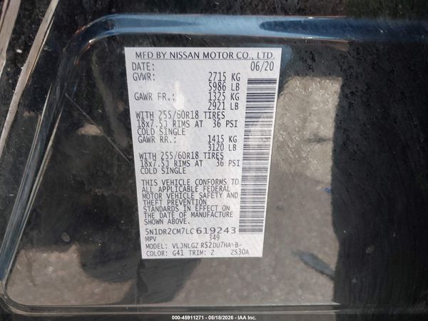 2020 NISSAN PATHFINDER SL 4WD — I9