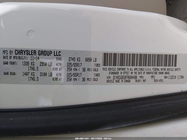 2015 DODGE GRAND CARAVAN AMERICAN VALUE PKG